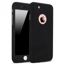 iPhone 7 Full Cover Hybrid Case with Tempered Glass (Black)